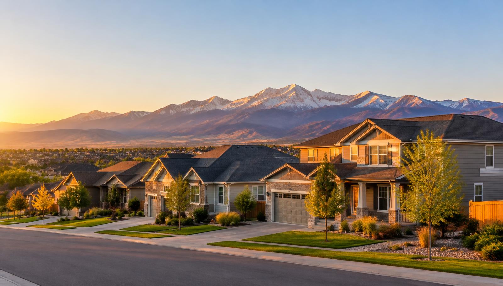Colorado neighborhood with Front Range mountains